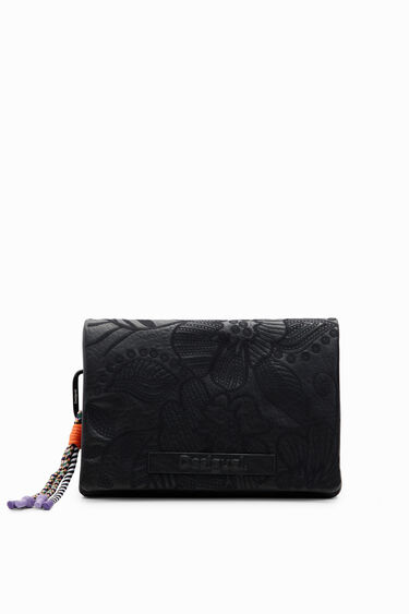 Midsize floral embroidery crossbody bag | Desigual