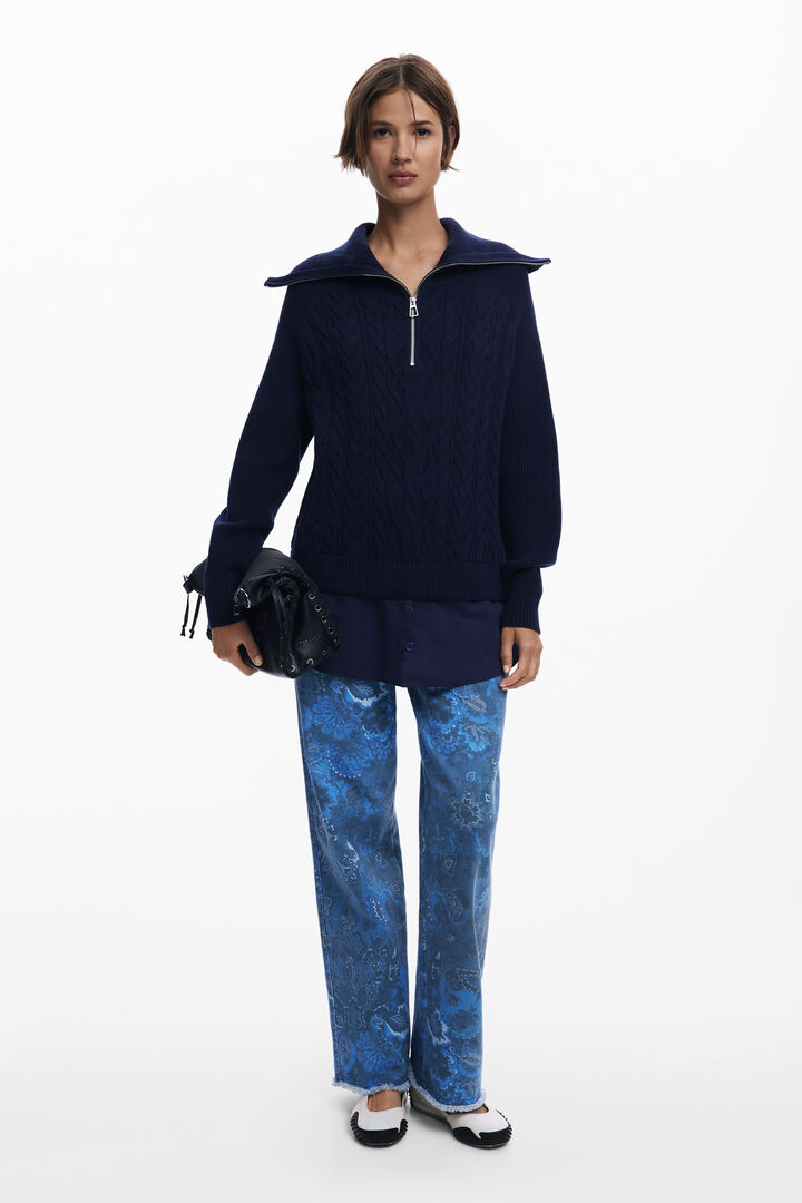 Jersei combinat vuitades cremallera | Desigual