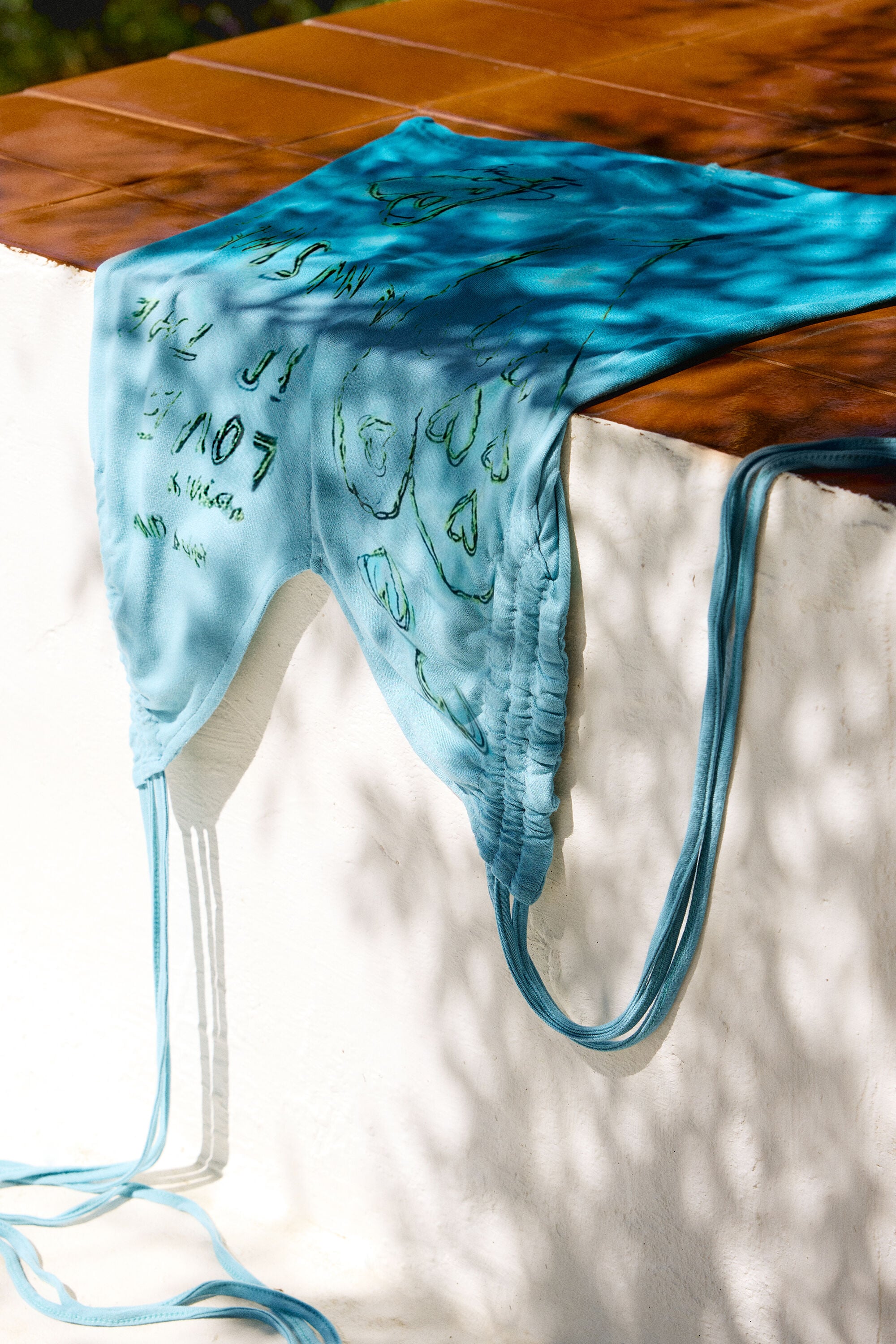 Débardeur à encolure en V, Viscose, Bleu, S