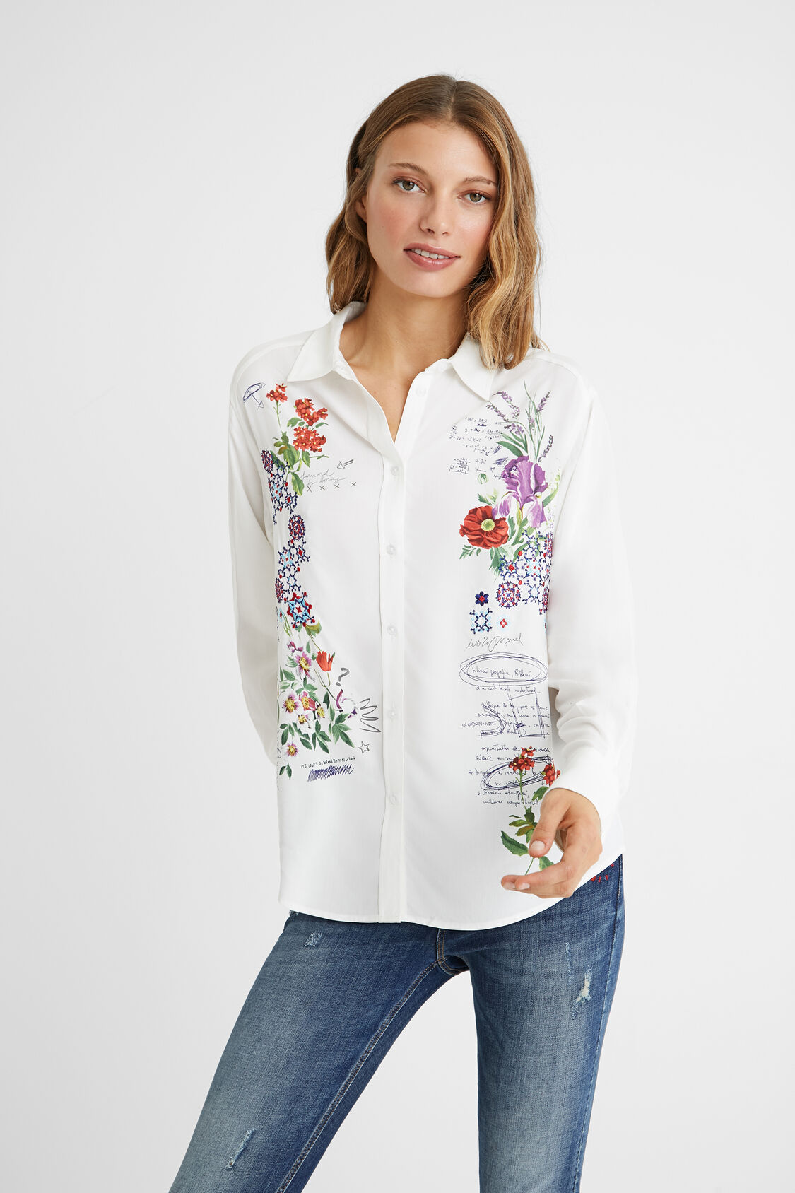 Besticktes Hemd Mit Blumen Desigual Com