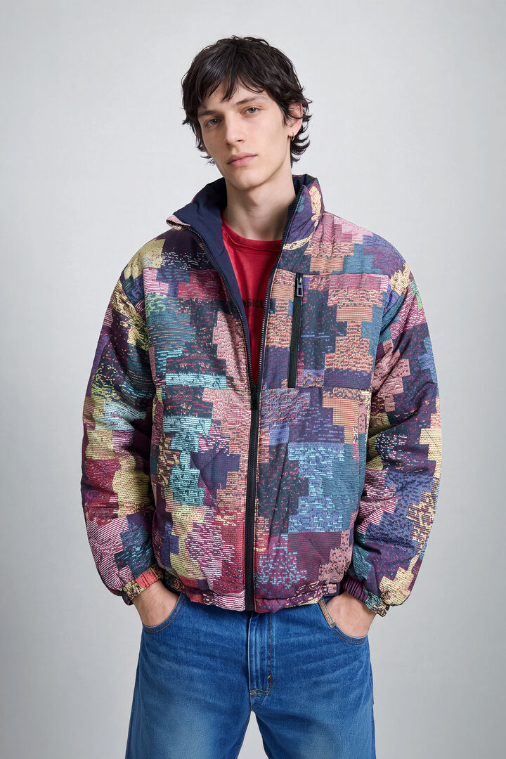 short padded patchwork coat
