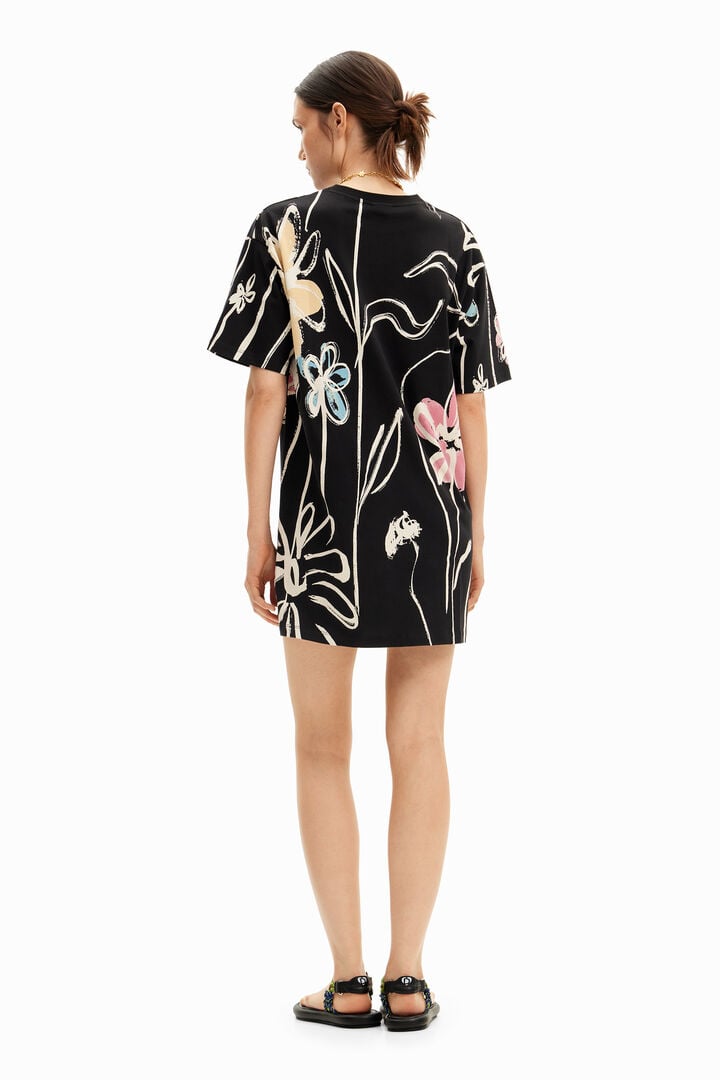 Vestido corto flores ilustradas | Desigual