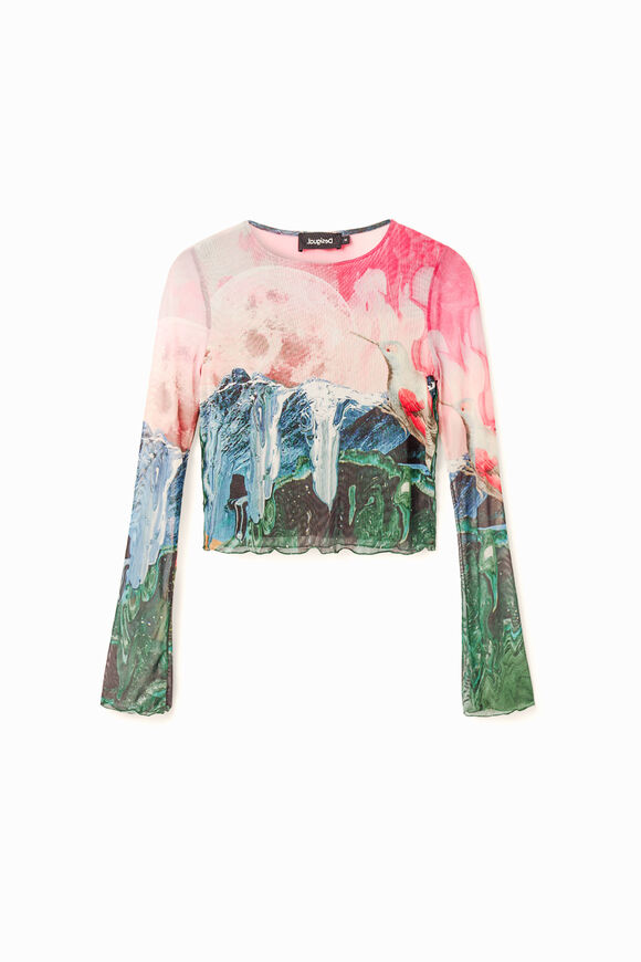 Camiseta slim corta fantasía
