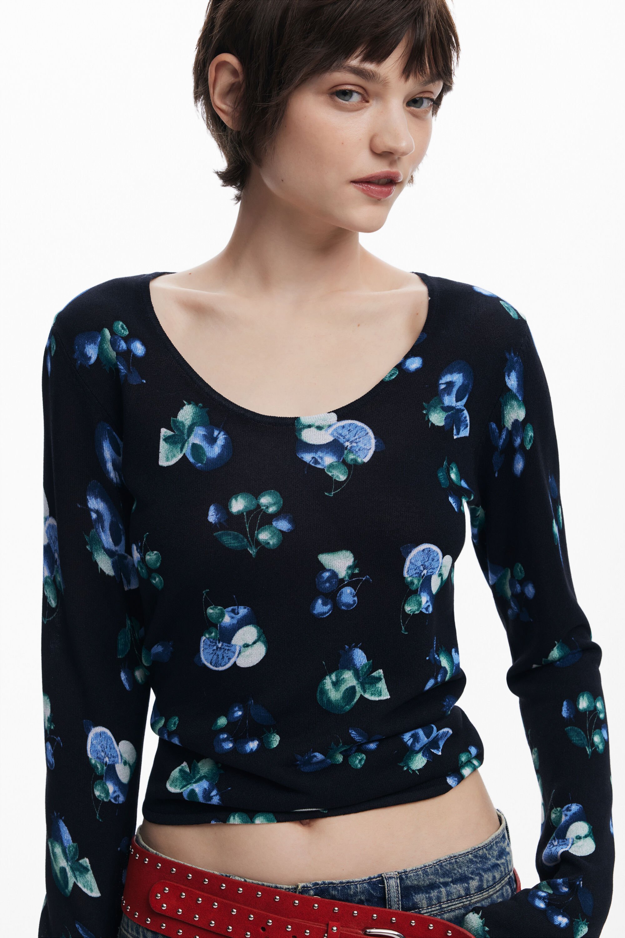 売れ筋商品|||デジグアル ニット&セーター アウター レディース Women's Fruit sweater with mock neck Black Fruit sweater with mock neck Women's I Desigual.com