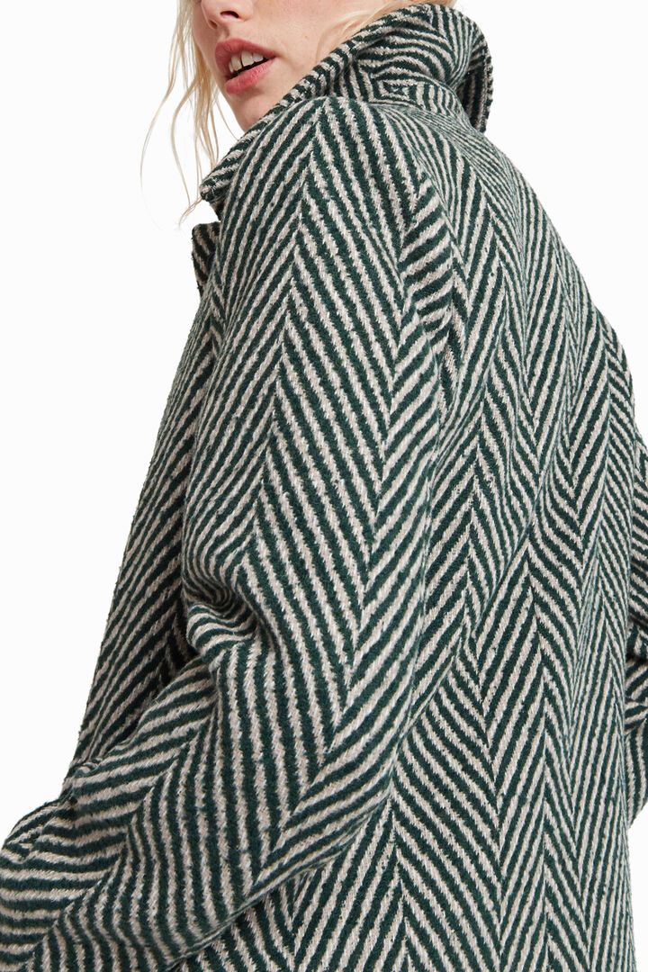 Green zig-zag cloth coat | Desigual