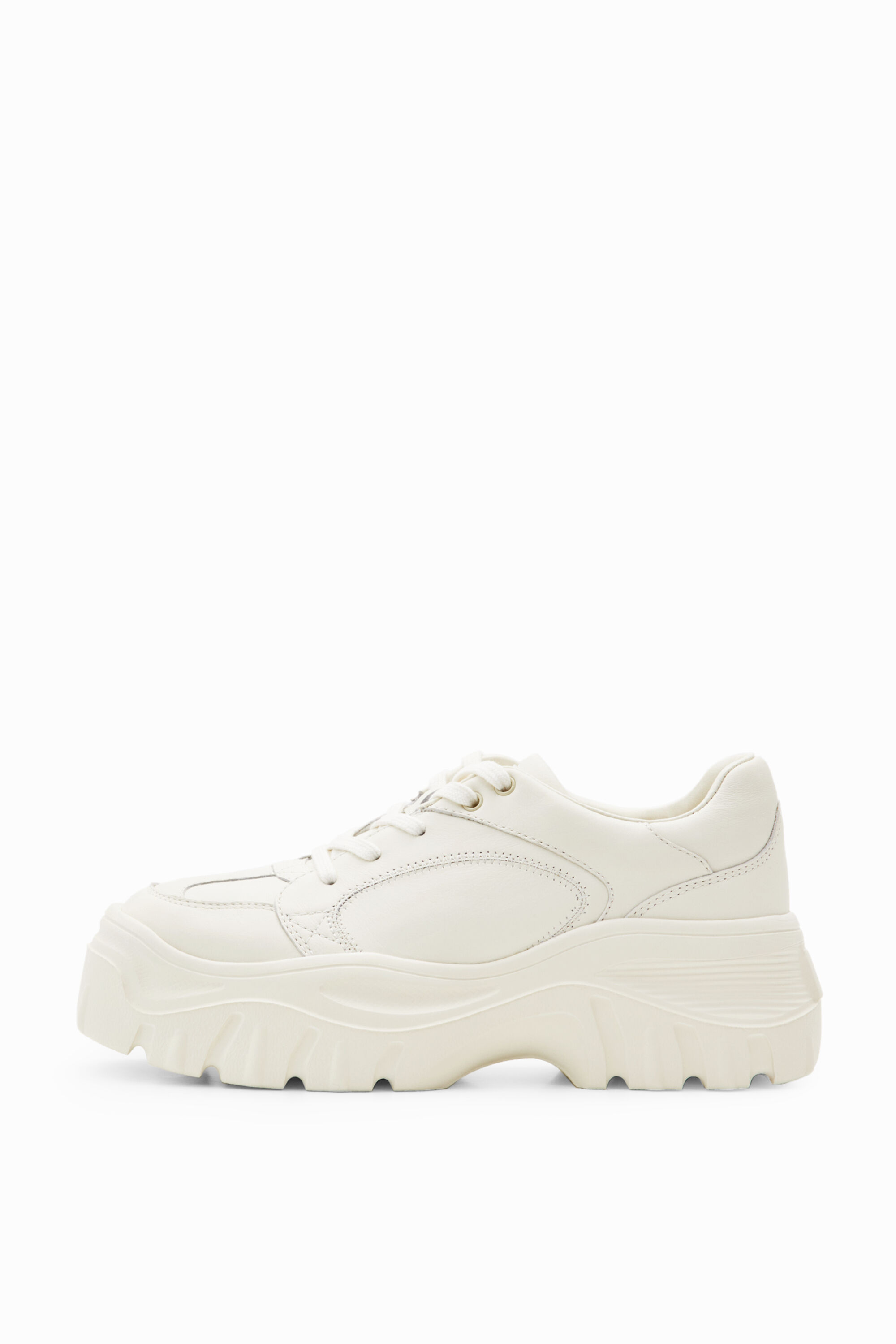 Desigual Chunky Leather Trainers In White