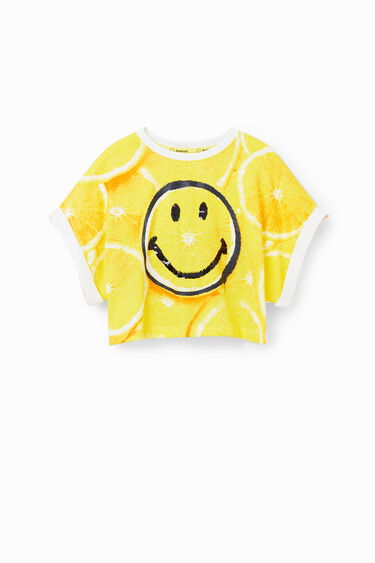 Cropped majica z motivom Smileyja® in limone | Desigual
