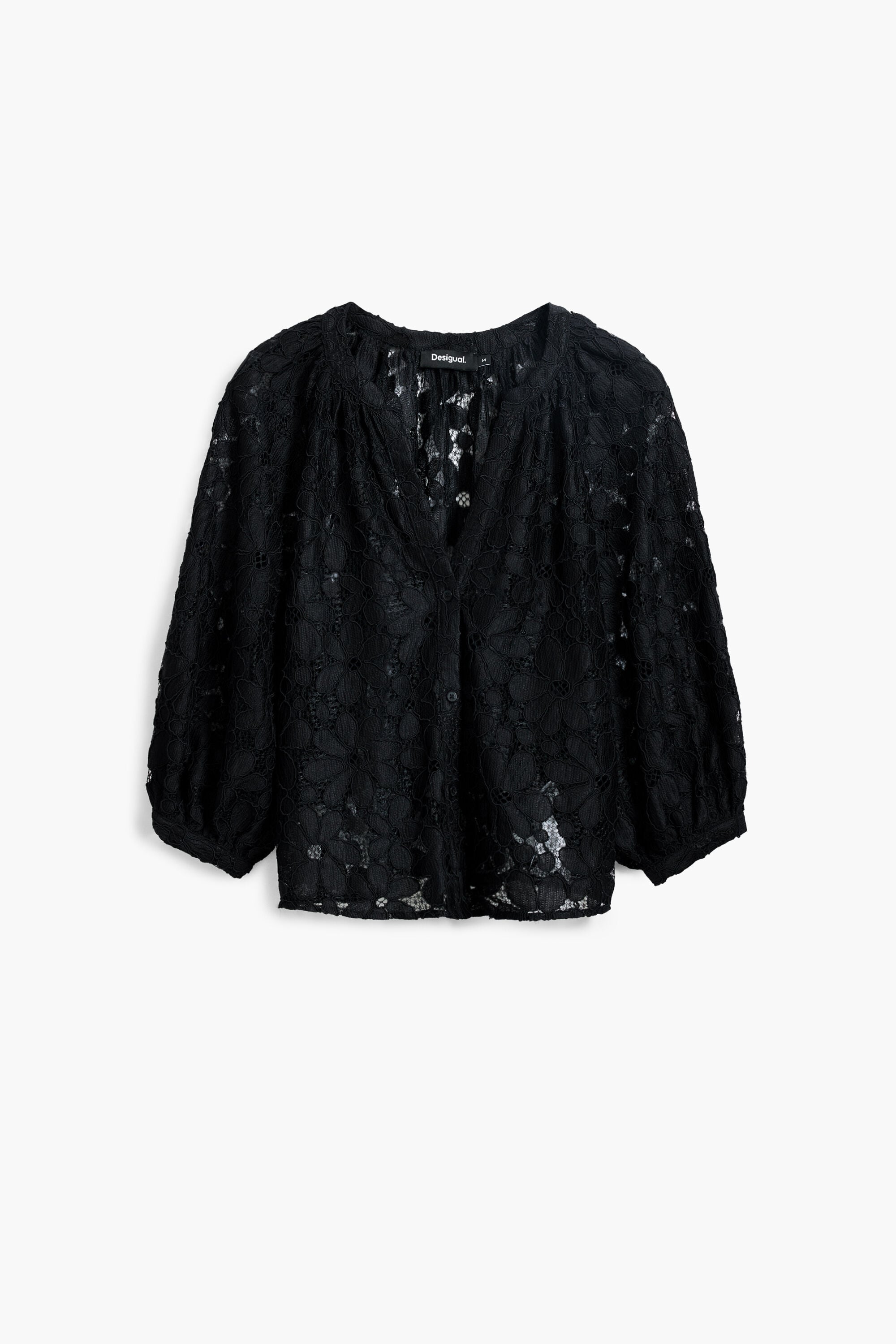 Blusa troquelada, Poliester, Negro,