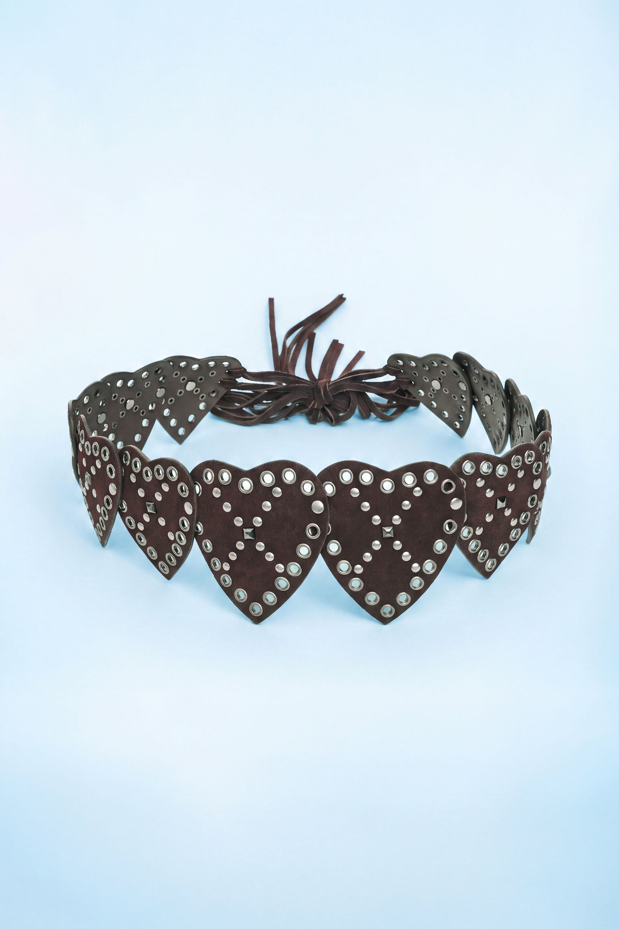 Cinturón tachuelas corazones, Cow Leather, MarróN, U