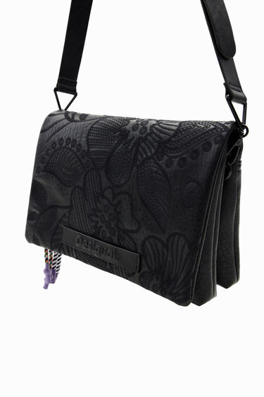 Midsize floral embroidery crossbody bag | Desigual