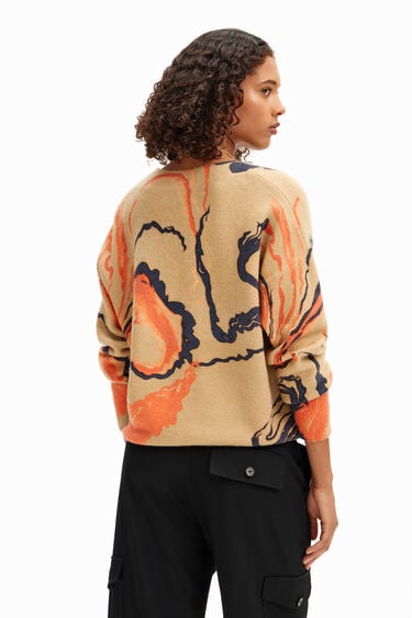 Oversize sweater with curved lines | Desigual