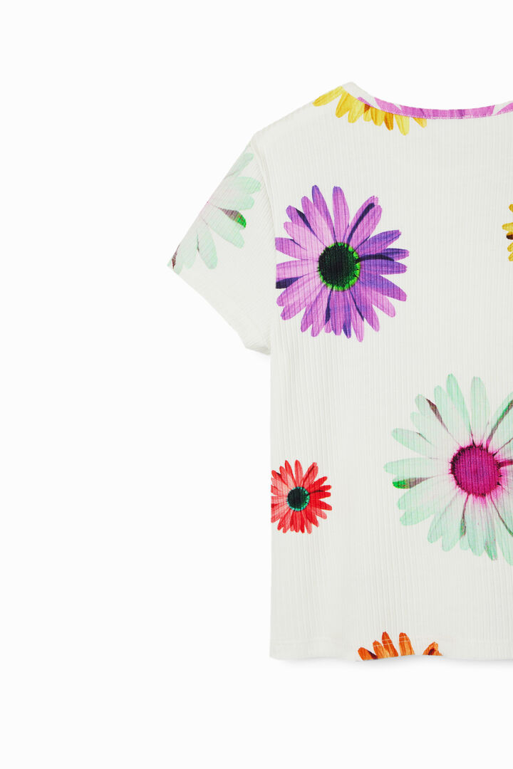 Camiseta canalé margaritas | Desigual