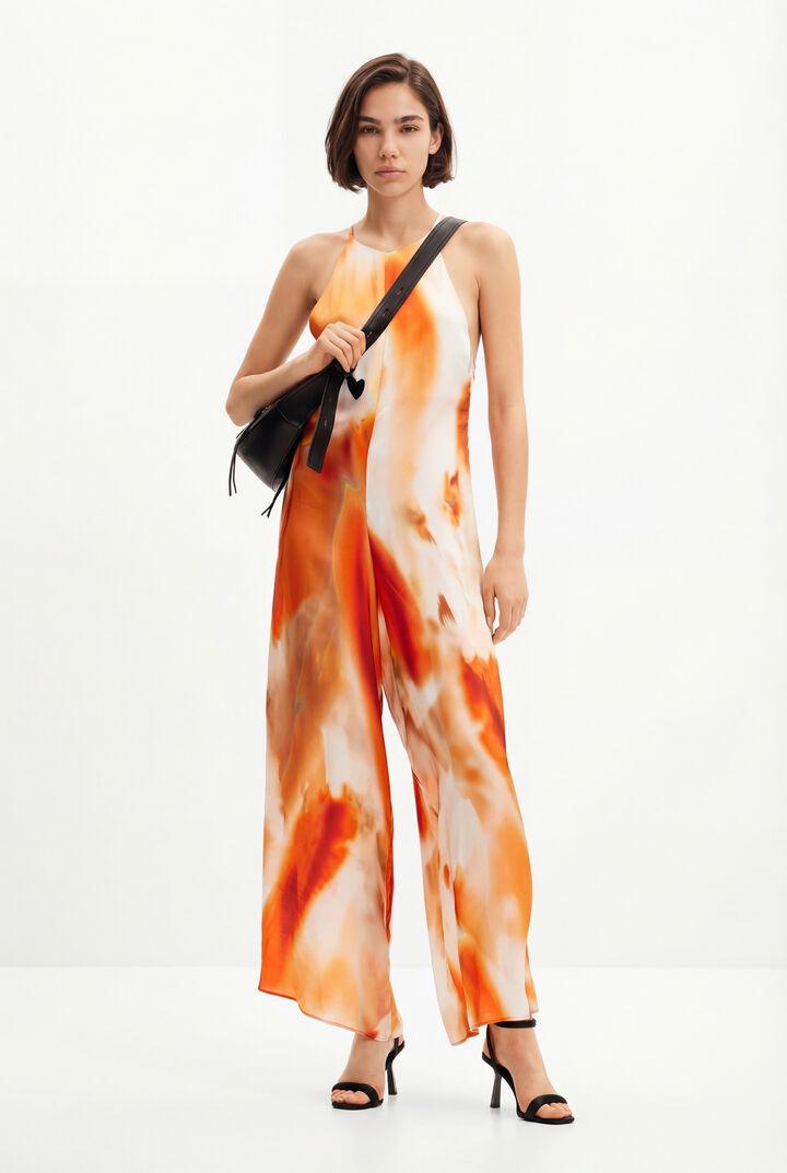 Abstract halter jumpsuit