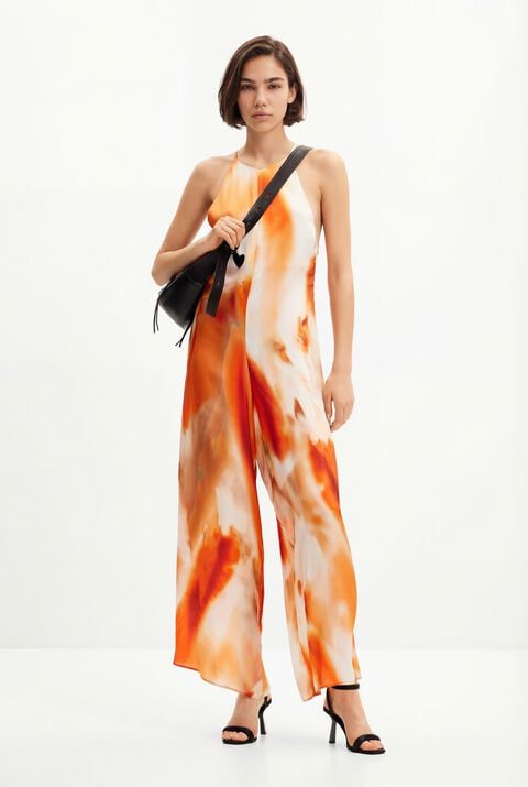 ABSTRACT HALTER JUMPSUIT