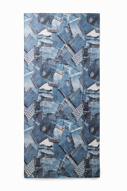 Foulard rectangulaire patchwork denim