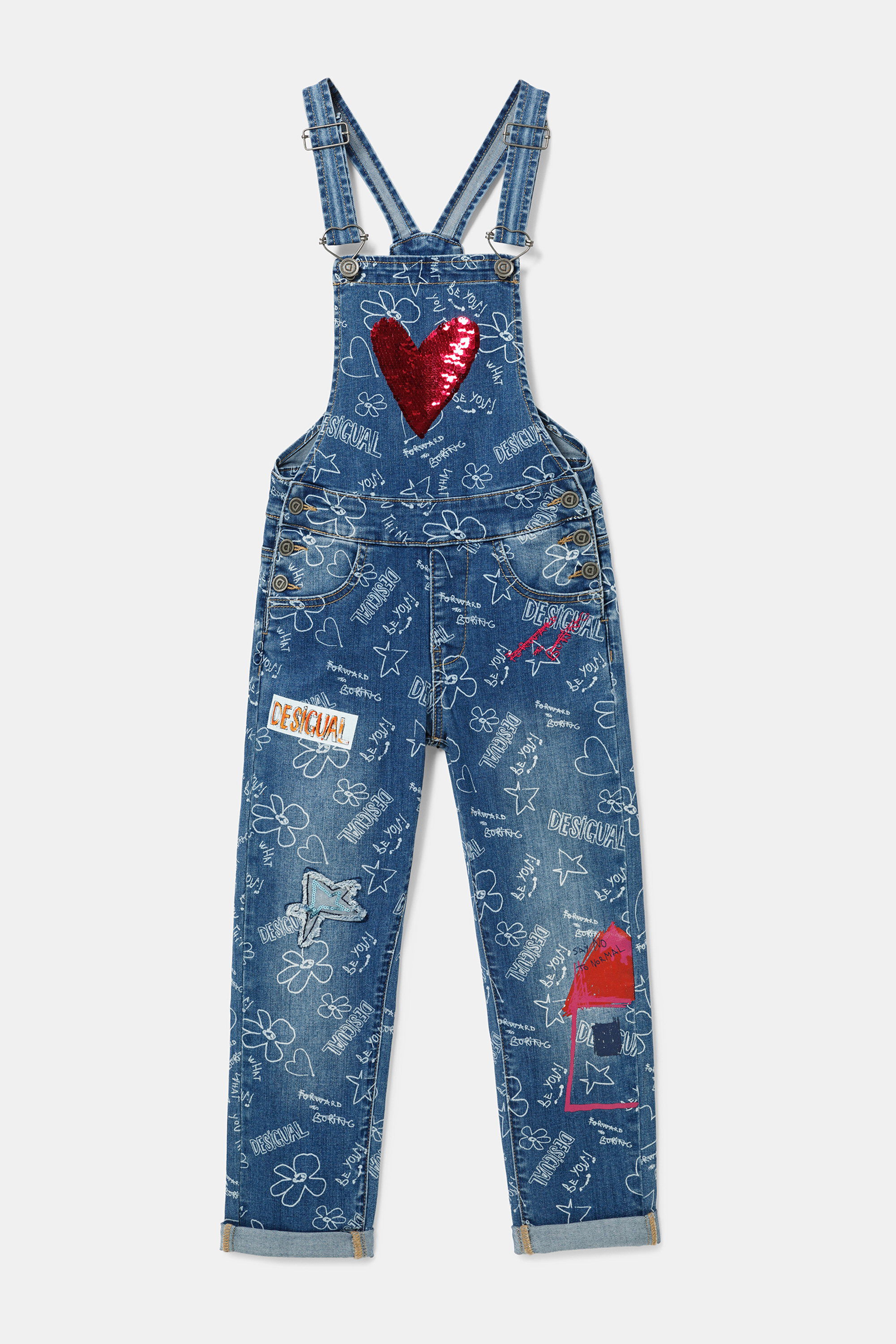 Bolimania print denim overalls Desigual