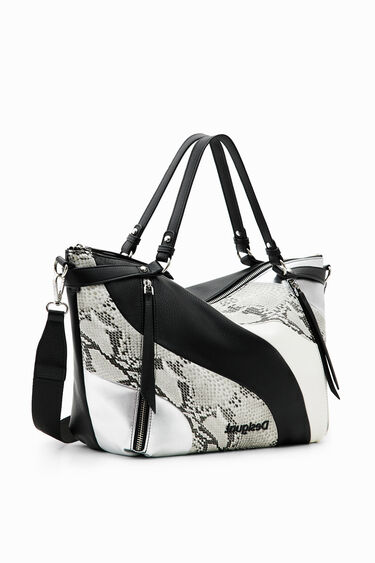 Large patchwork snakeskin handbag | Desigual