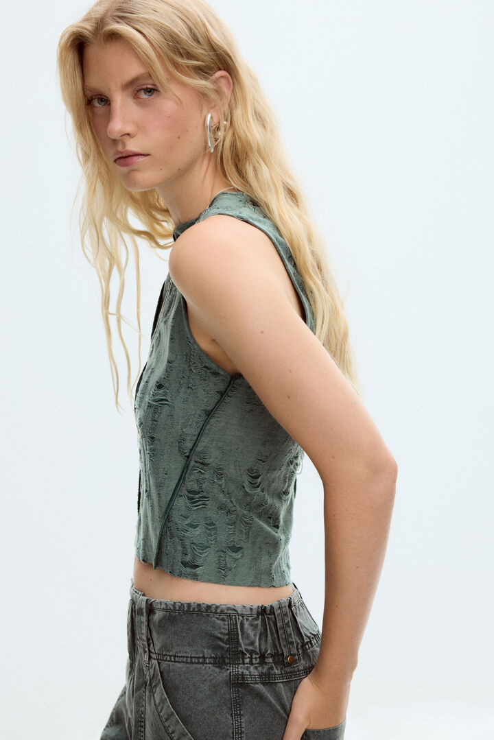 T-shirt froncée avec coutures | Desigual