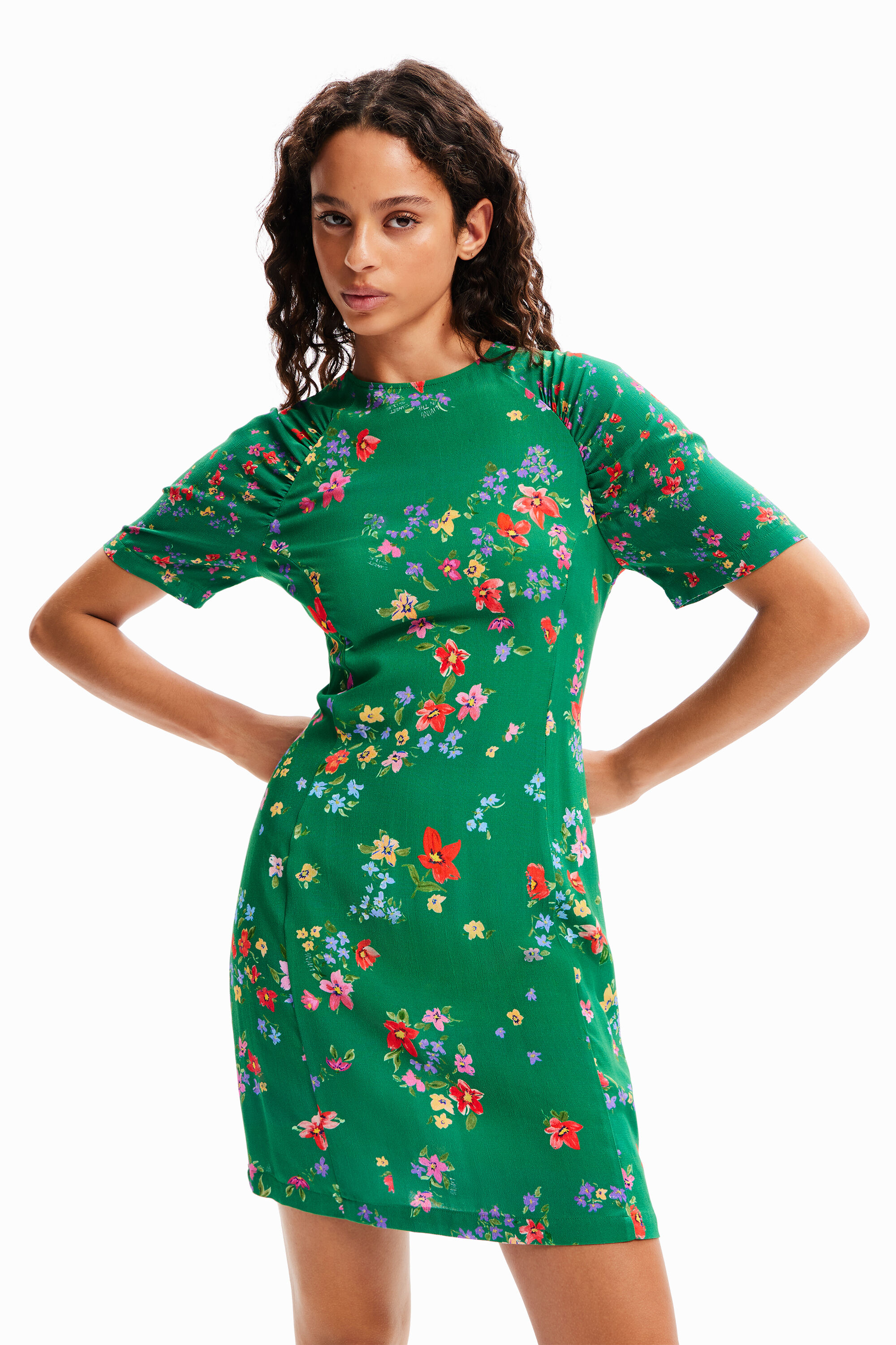 Short floral dress - GREEN - XS