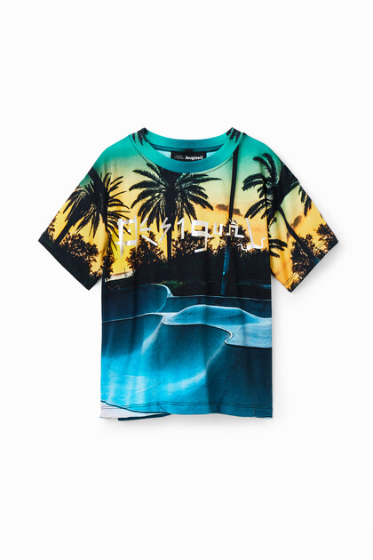 Skate park glossy T-shirt