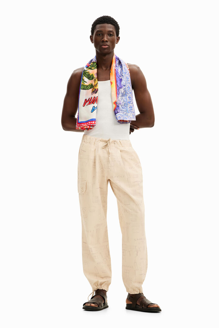 Printed cargo pants