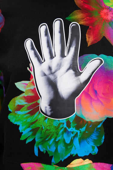 Sudadera corta flores mano | Desigual