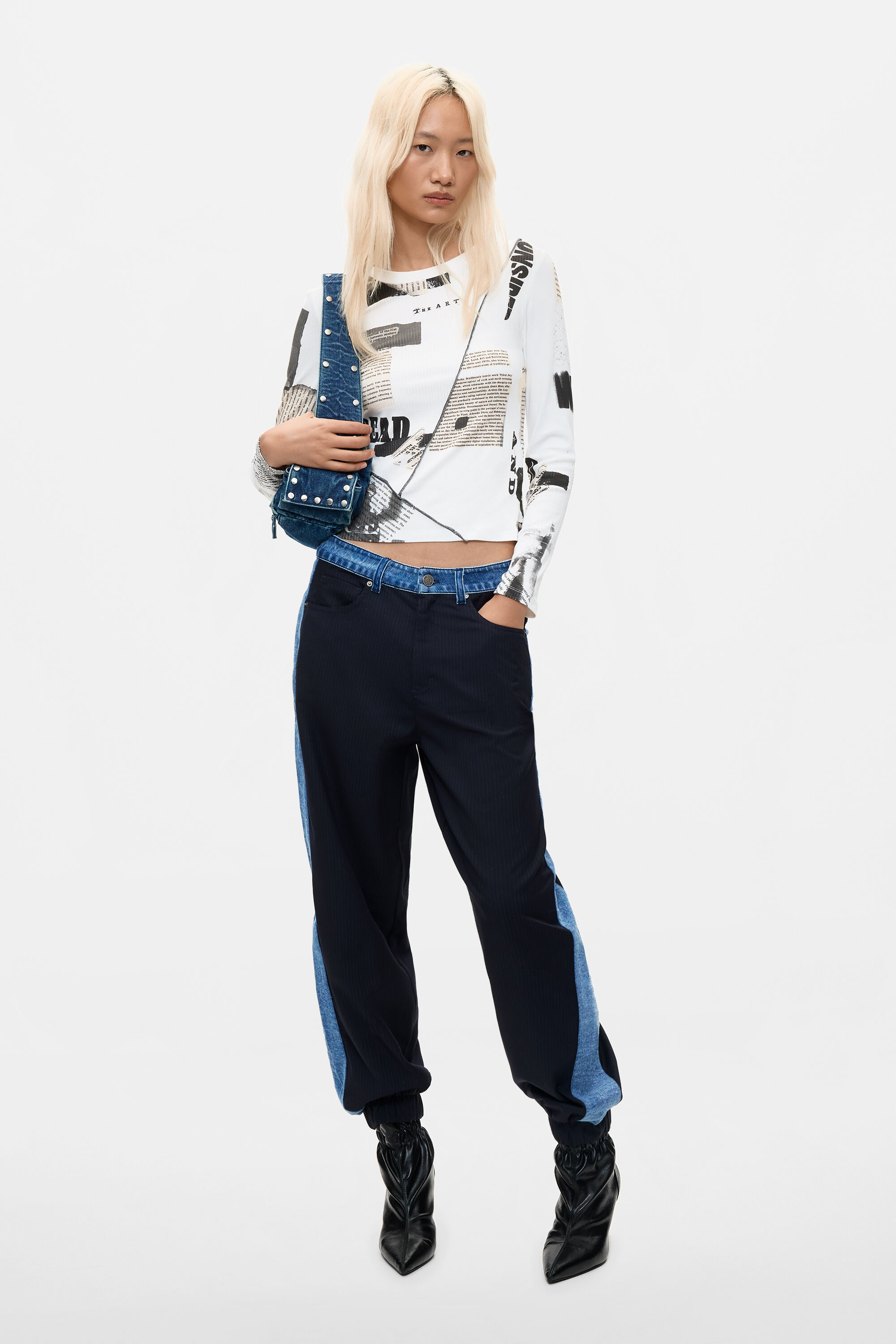 Desigual, Pantalón Jogger Contraste, Mujer, Algodon, Azul