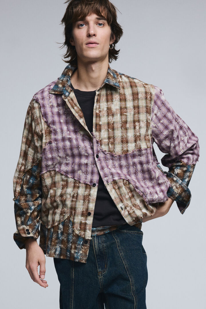 Long-sleeve shirt with patchwork checks | Desigual