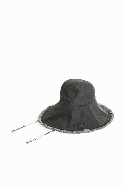 Denim wide-brim hat