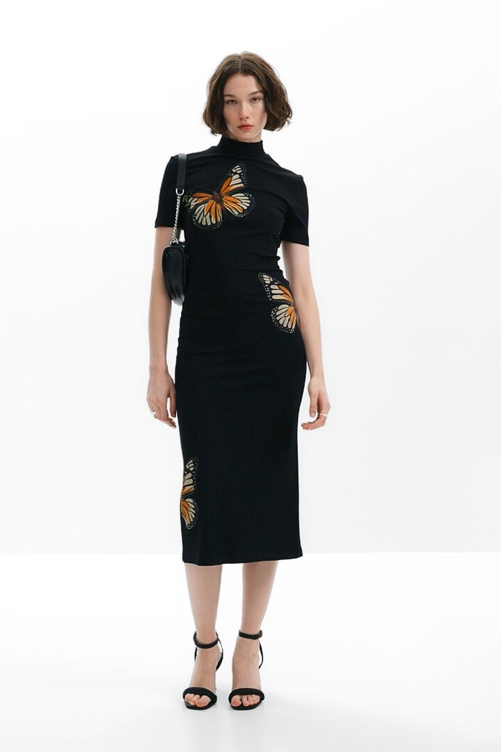 Slim midi butterfly dress | Desigual