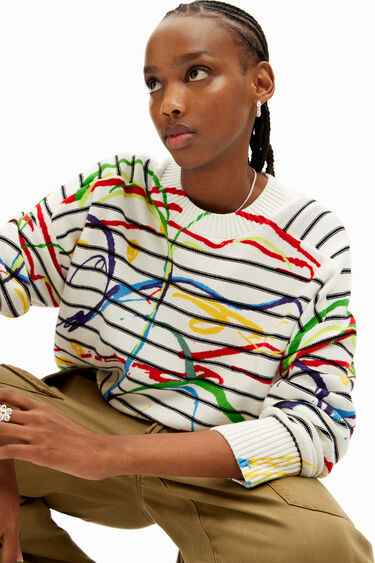 Short striped arty pullover | Desigual