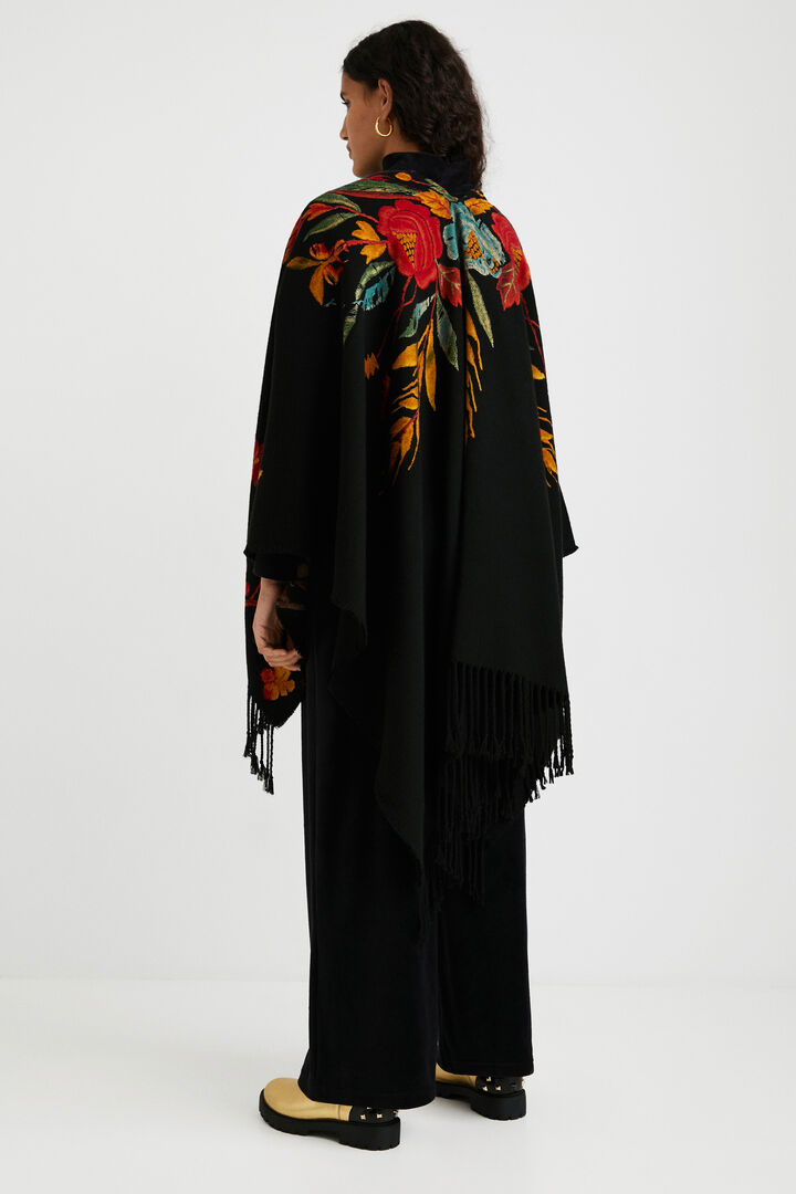 Floral poncho fringe | Desigual