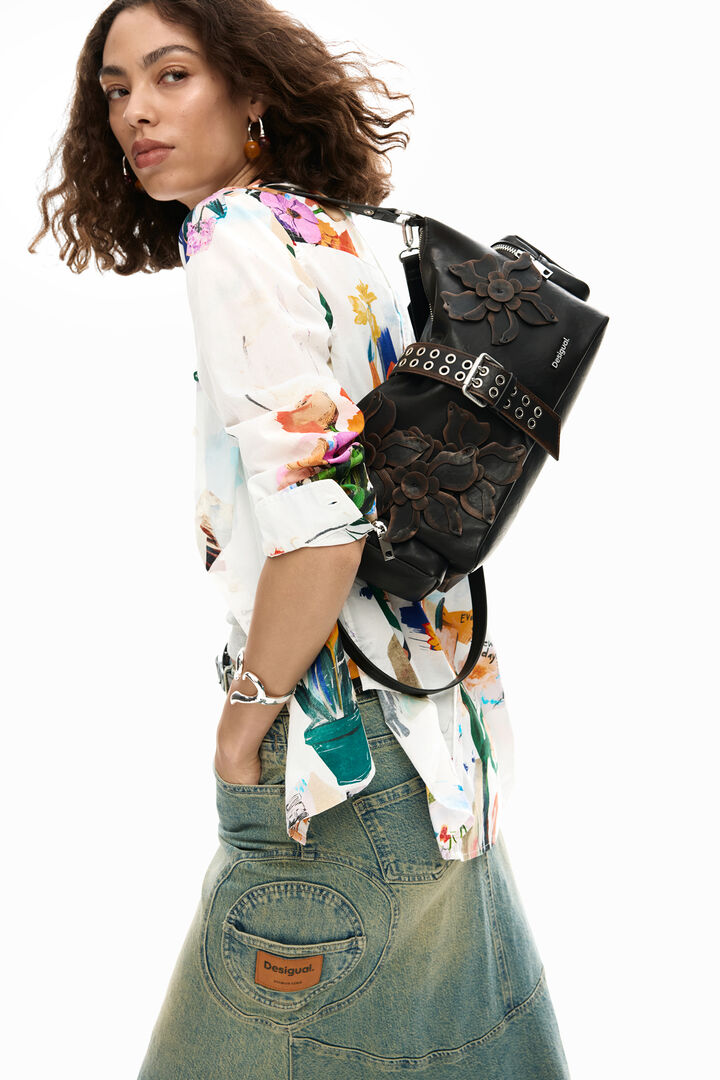 花の装飾が施された中型バッグ | Desigual