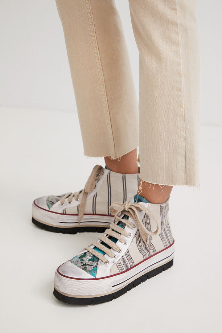 Striped high-top platform sneakers | Desigual