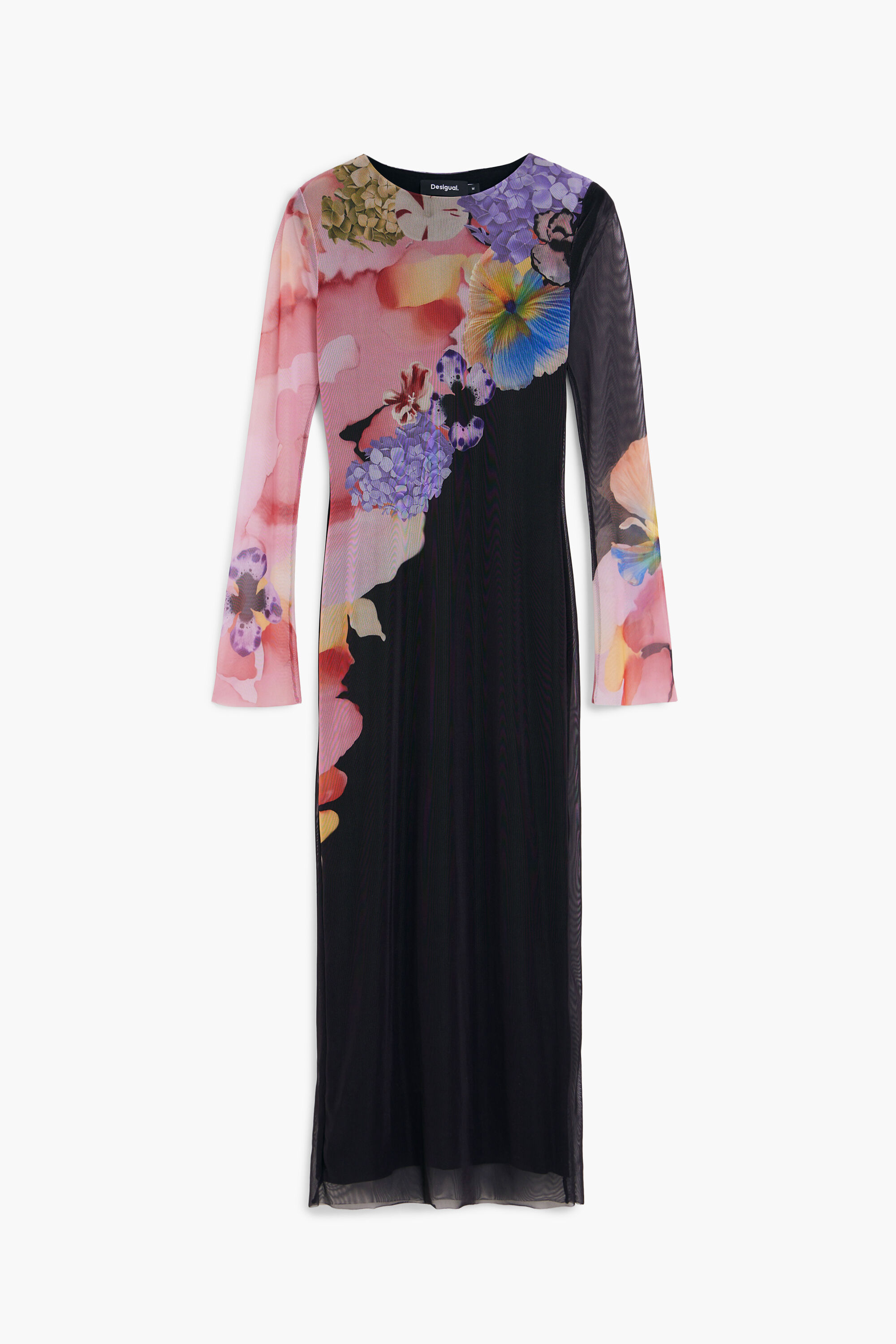 Desigual, Midikleid mit Blumenmuster, Polyester, Schwarz, M