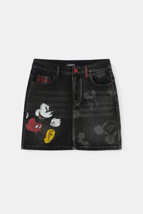 Minijupe en jean illustrations et tartan - Mickey Mouse