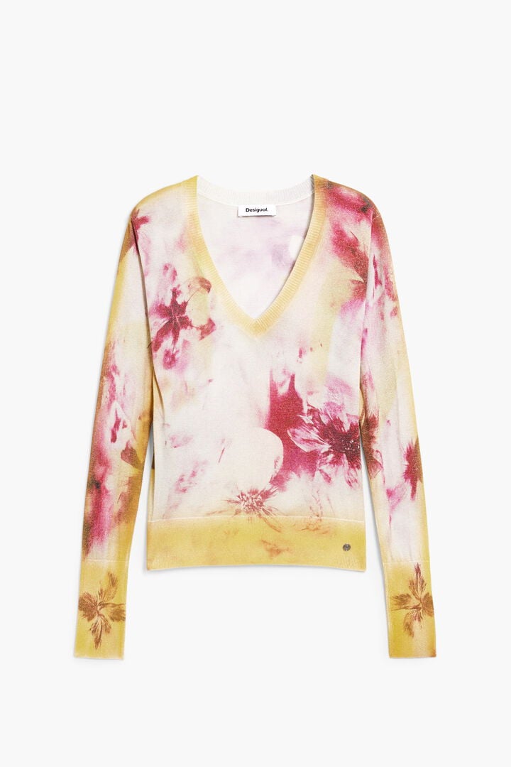 Pull fin &agrave; fleurs