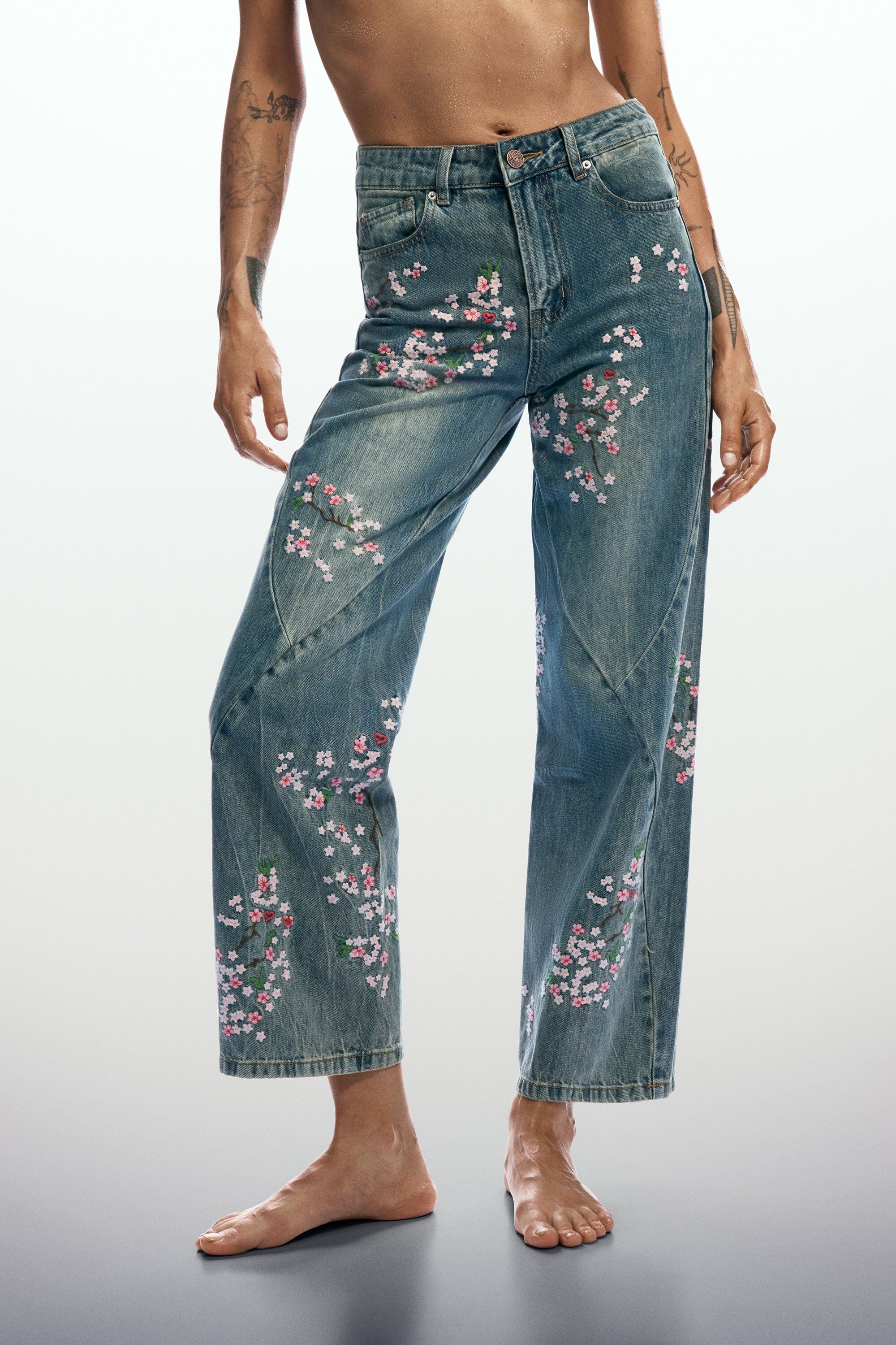 Fluid denim trousers blue Women's I Desigual.com