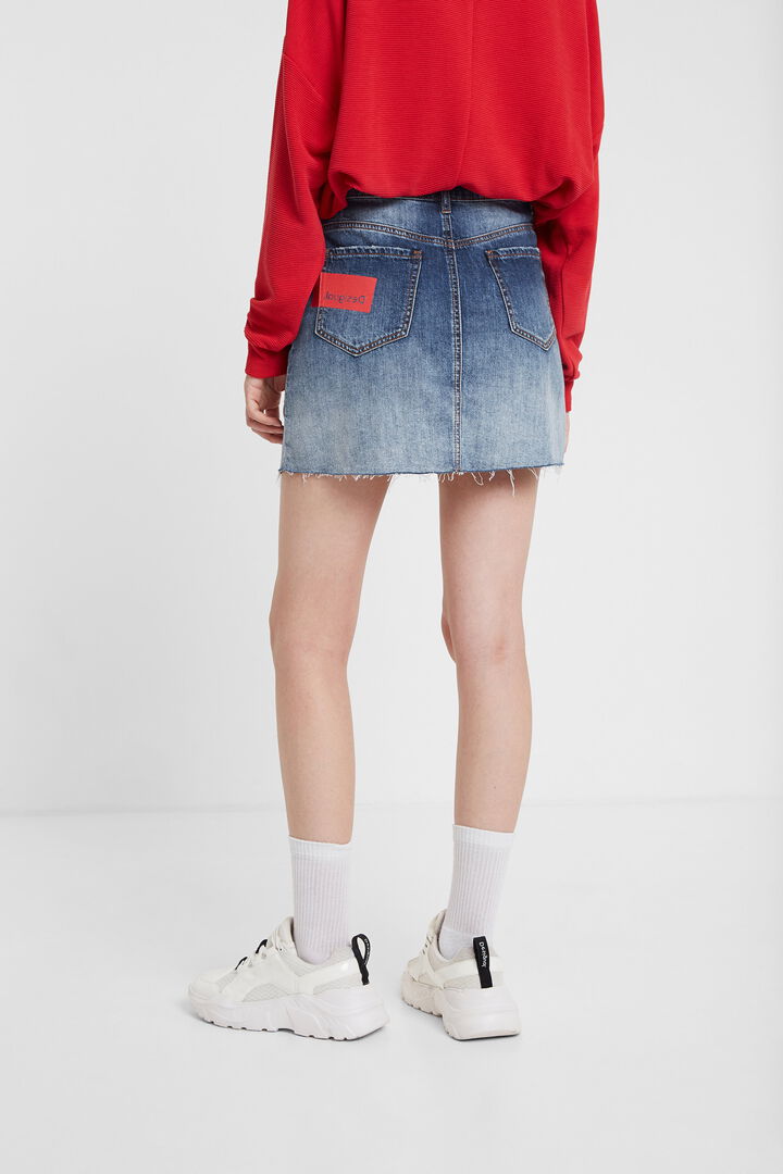 Asymmetric denim mini-skirt | Desigual