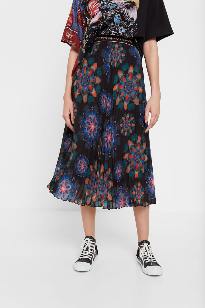 Saia midi plissada mandalas | Desigual