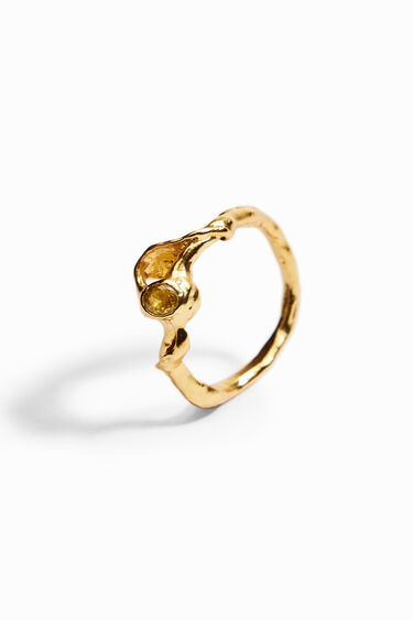 Anillo circonita baño oro Zalio | Desigual