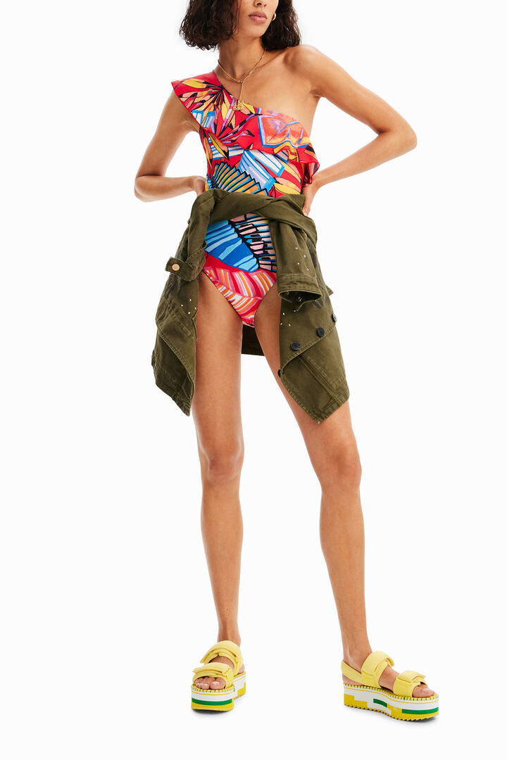 Asymetrické plavky s volánkem | Desigual