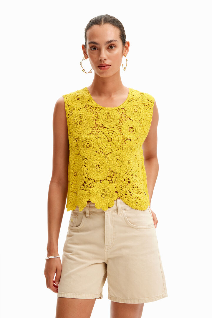 Floral crochet T-shirt