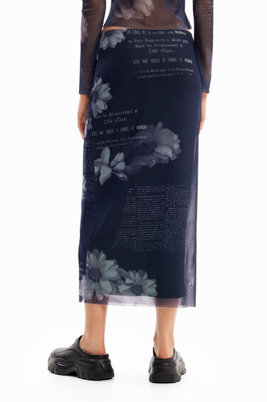 Falda midi tul periódico | Desigual
