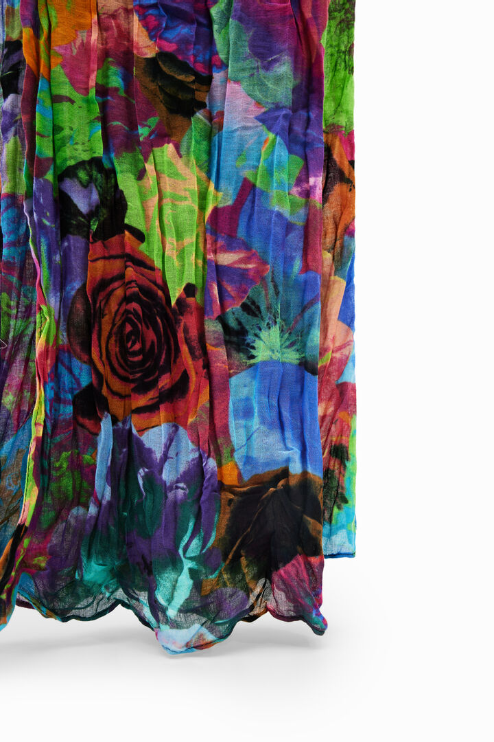 Rectangular crinkled floral foulard | Desigual