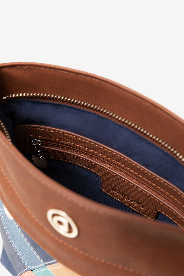 Square suede and patch sling bag | Desigual