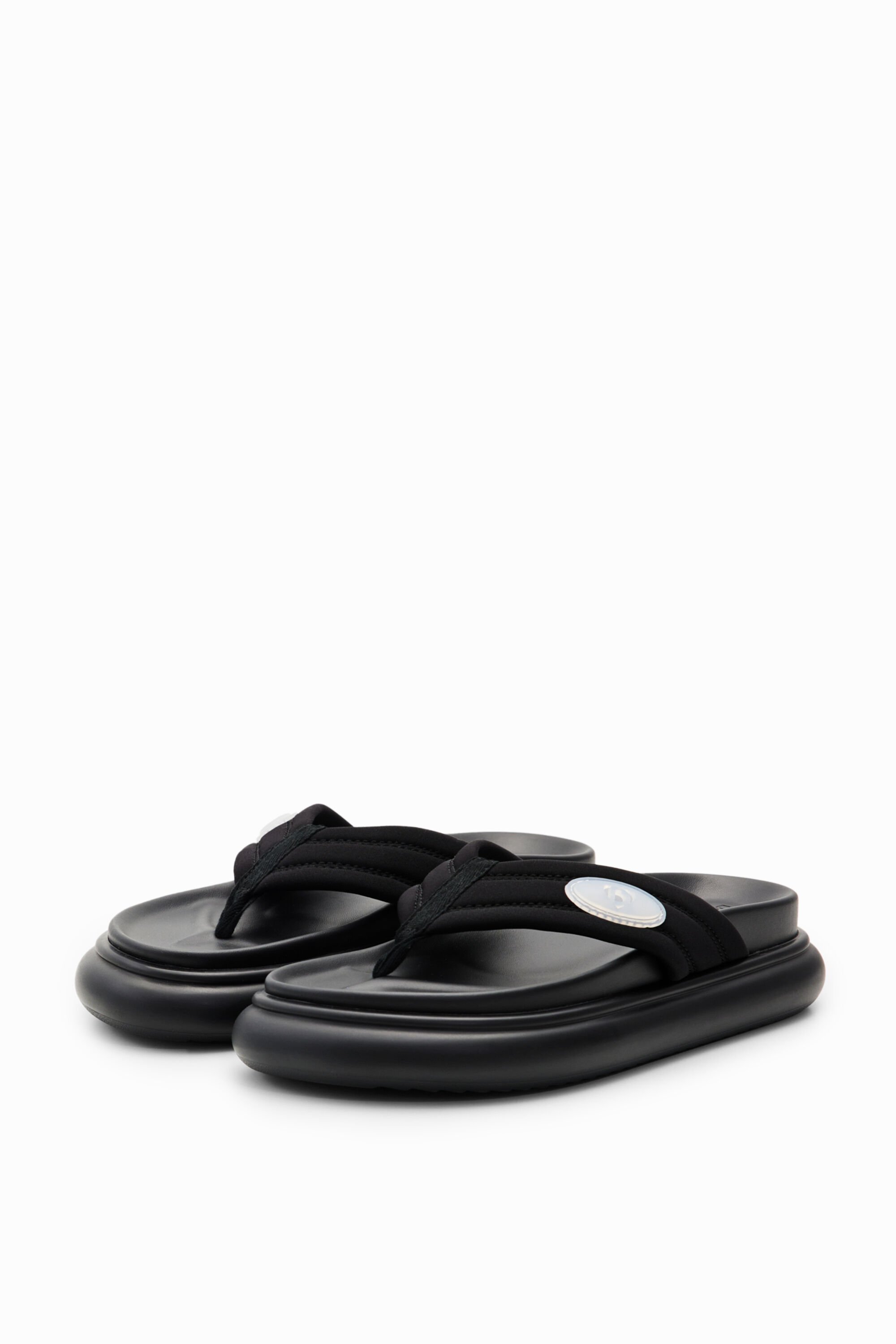 Shop Desigual Platform Toe Post Sandals In Black