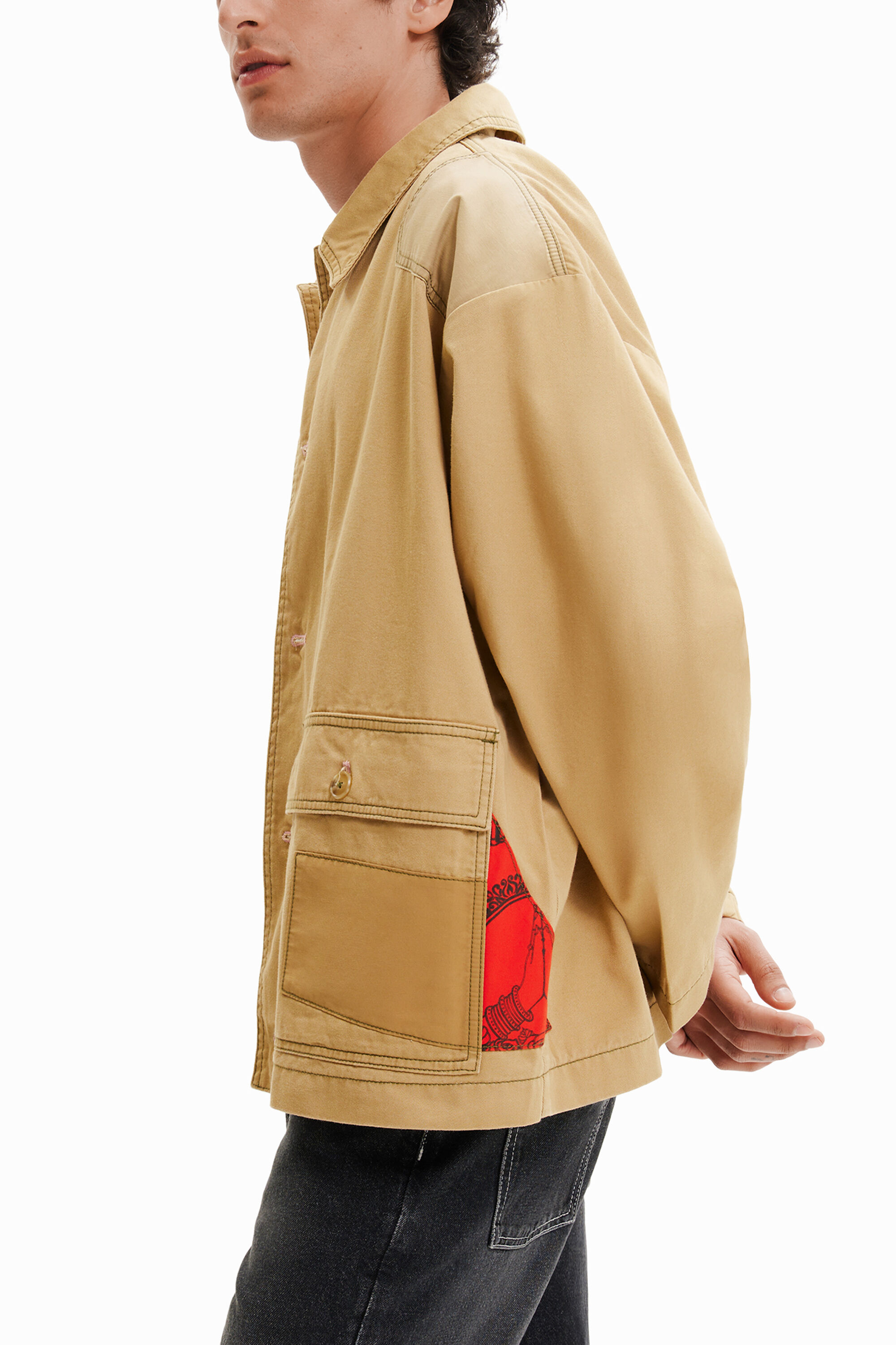 Desigual Patchwork Worker Jacket In White