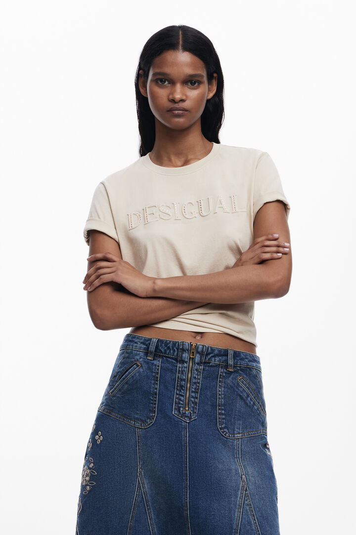 Embroidered denim skirt | Desigual