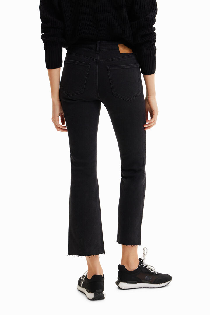 Floral embroidery flare cropped jeans | Desigual
